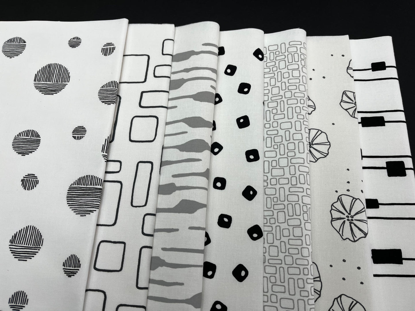 Pod Quilt Bundle of Cotton Fabric, Black - Grey