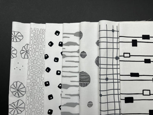 Pod Quilt Bundle of Cotton Fabric, Black - Grey