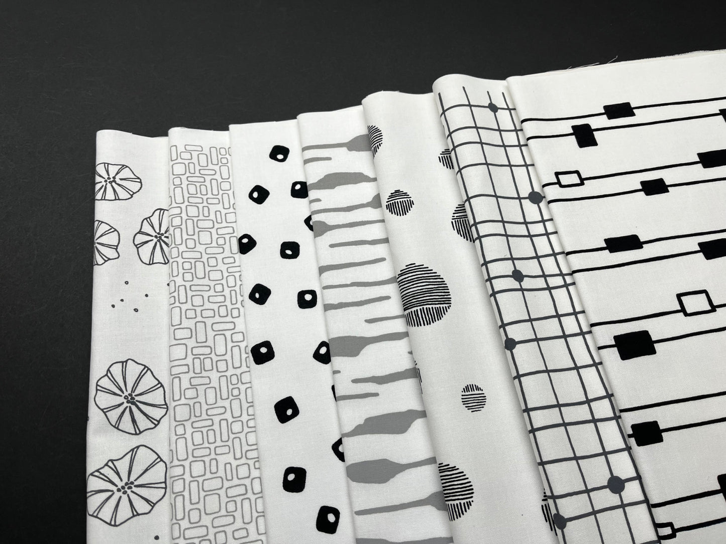 Pod Quilt Bundle of Cotton Fabric, Black - Grey
