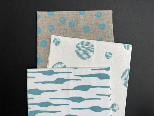 Bundle of 3 fabrics, Duck Egg Blue