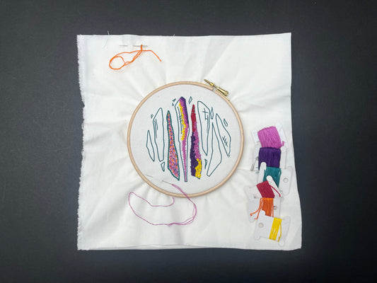 Shards in Teal - Freestyle Embroidery Template