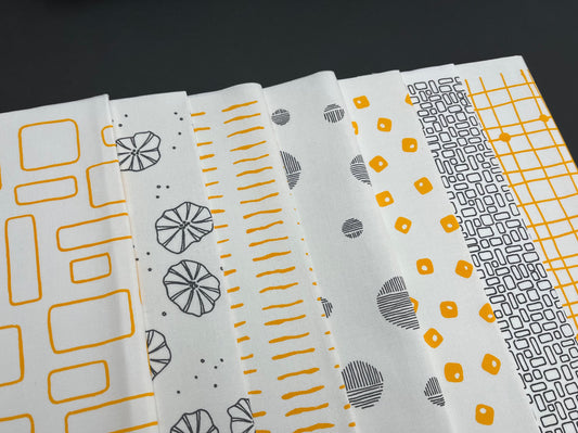 Pod Quilt Bundle of Cotton Fabric, Yellow - Grey